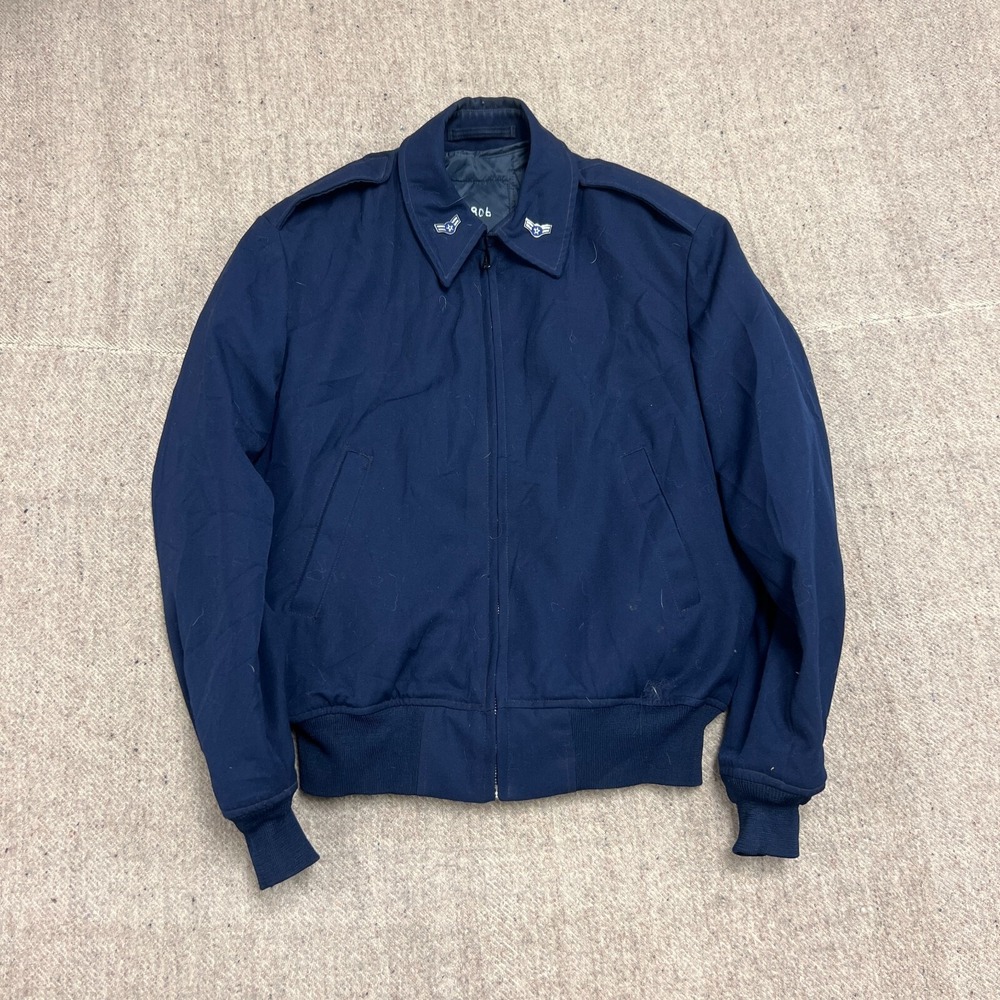Vintage US Navy Flight Jacket Mens Medium Blue 1980s‎ Zip Up